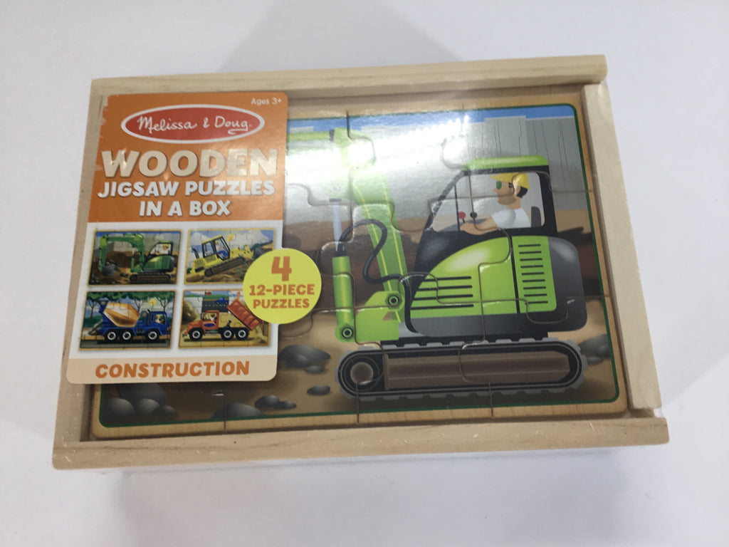 Melissa & Doug Wooden Jigsaw Puzzles In A Box - Construction