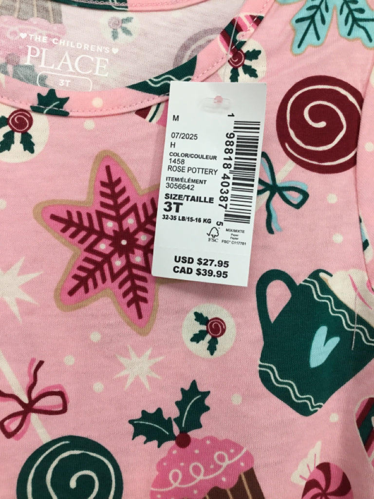 Childrens Place Child Size 3 Pink Christmas Dress