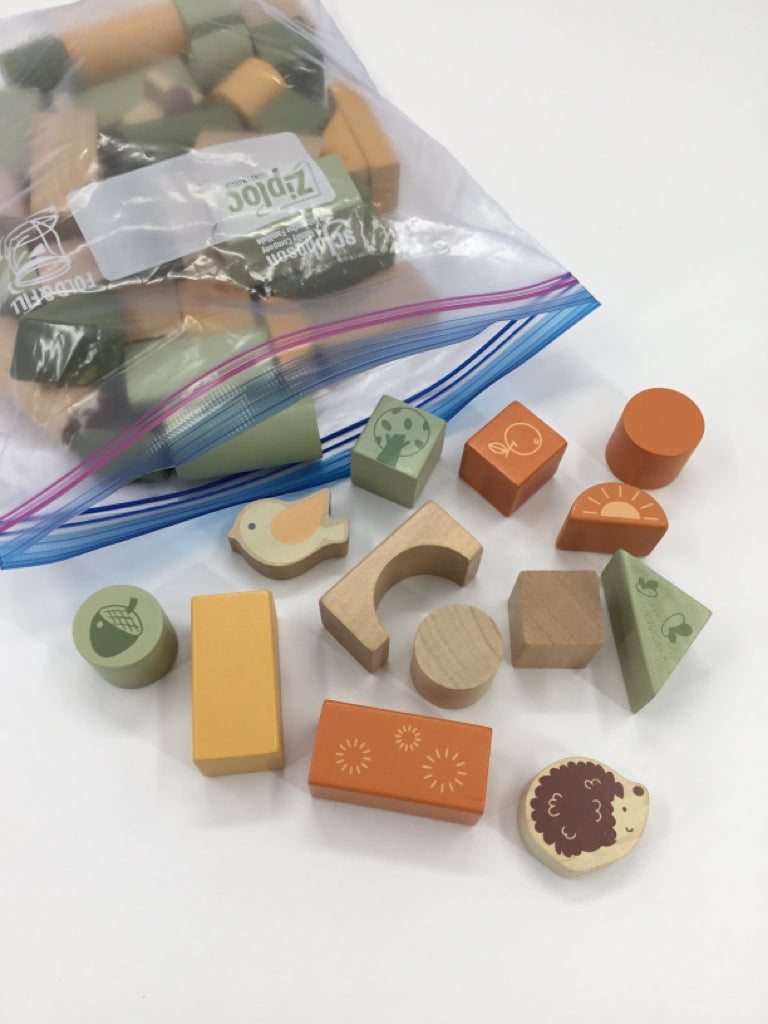 Wooden Building Blocks - Assorted Shapes and Animals