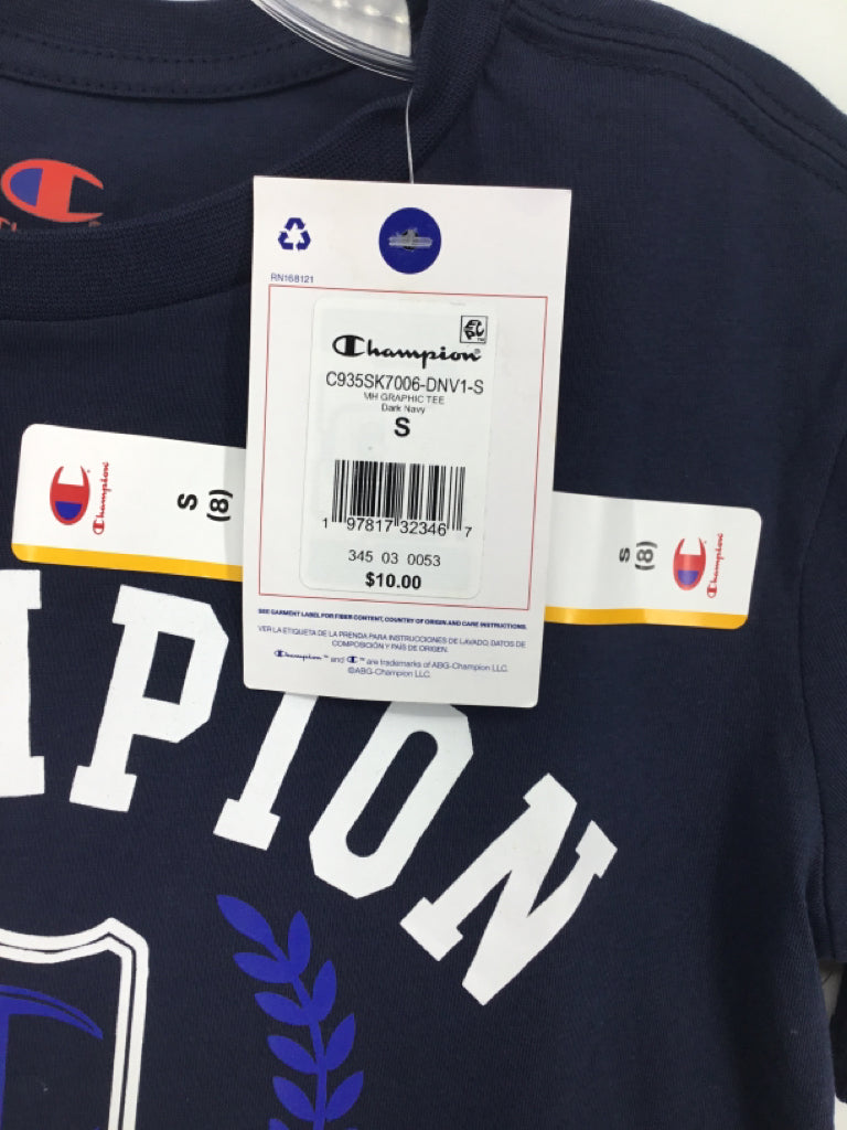 Champion Child Size 8 Navy screen printed T-shirt - boys