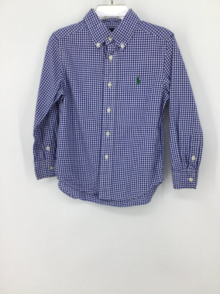 Ralph Lauren Child Size 4 Blue Checkered Shirt - boys