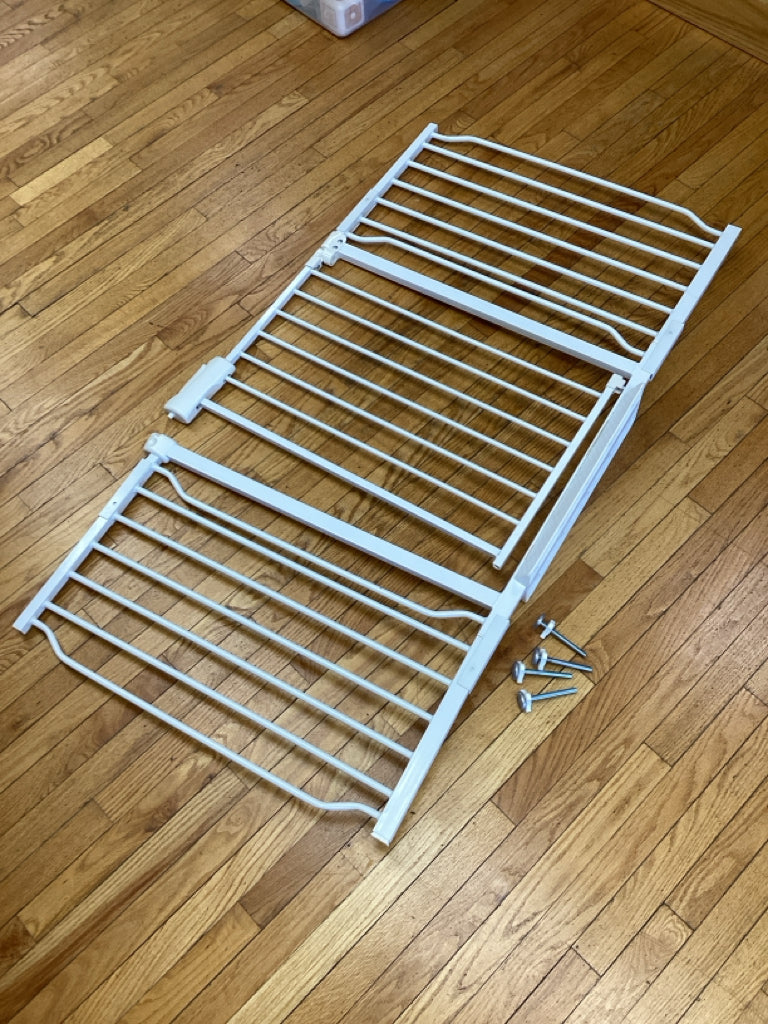 White Metal Safety Gate w/ Extension Panels