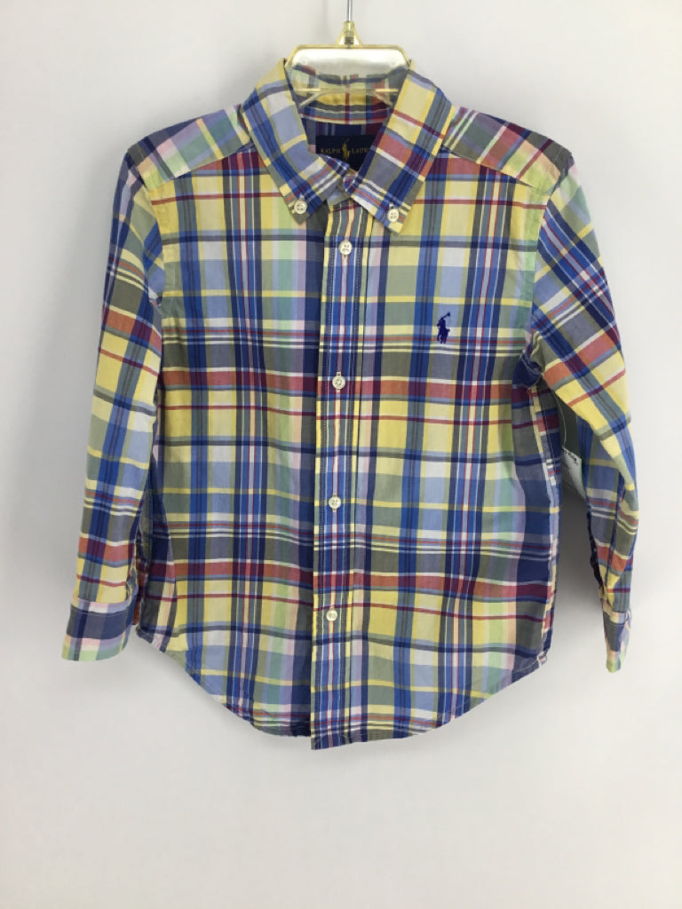 Ralph Lauren Child Size 3 Yellow Plaid Shirt - boys