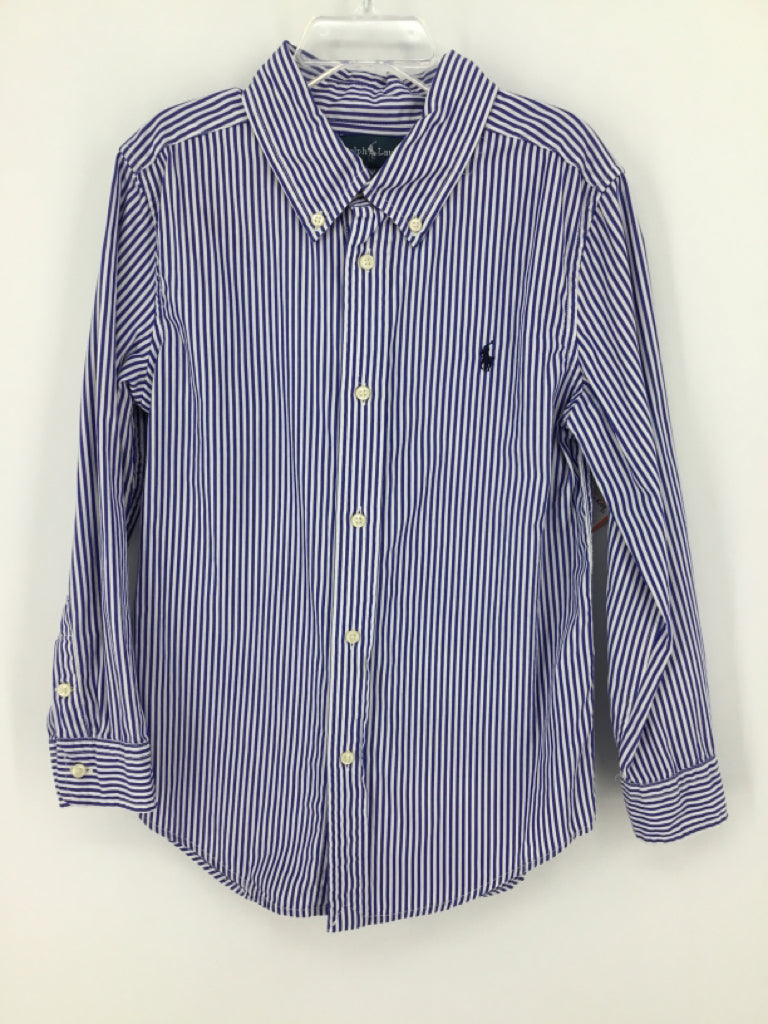 Ralph Lauren Child Size 7 Blue Stripe Shirt - boys
