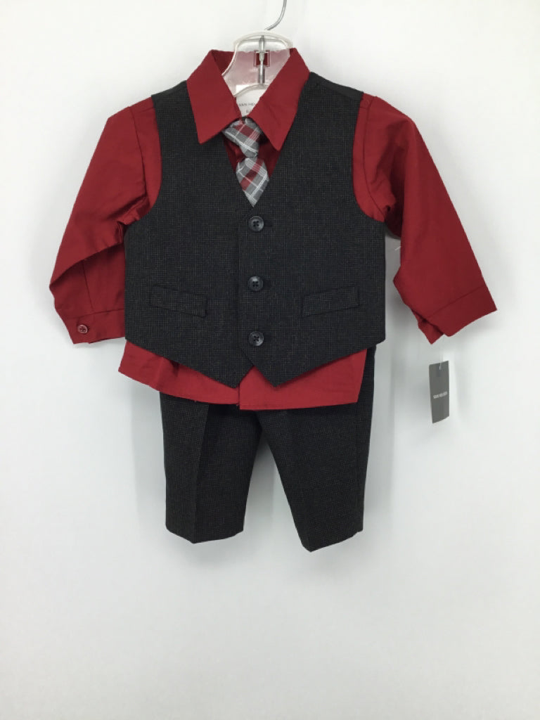 Van Heusen Child Size 6-9 Months Burgundy Solid Outfit - boys