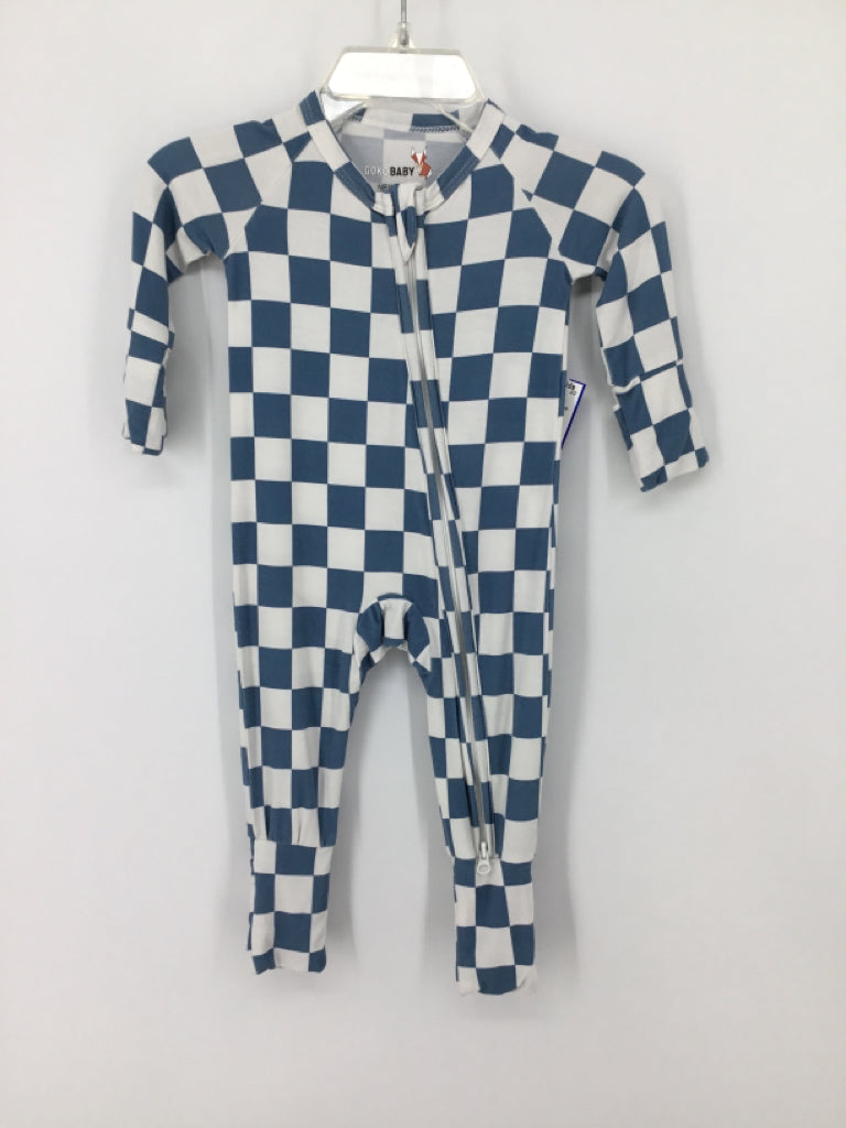 Goko Baby Child Size Newborn Blue Checkered Pajamas - boys