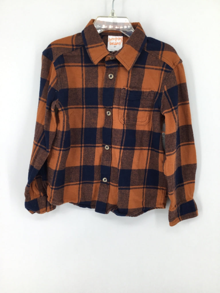 jumping beans Child Size 5 Orange Plaid Shirt - boys