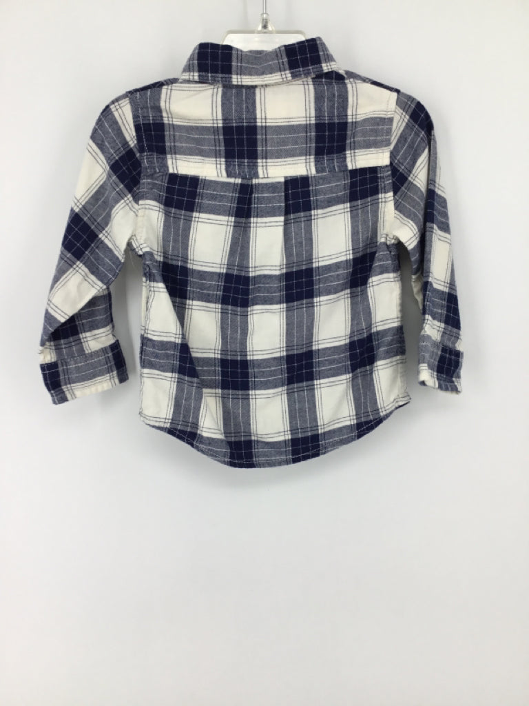 Cat & Jack Child Size 12 Months Navy Plaid Shirt - boys