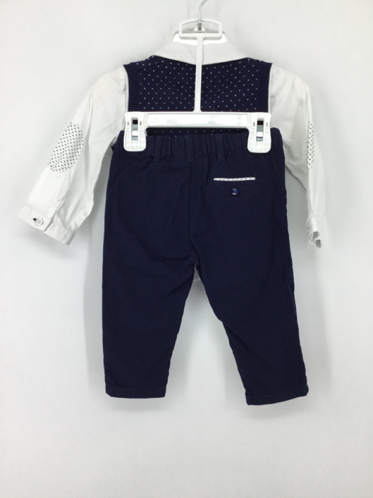 Mayoral Child Size 6-9 Months Navy Polka Dot Outfit - boys