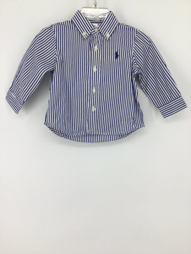Ralph Lauren Child Size 6 Months Blue Stripe Shirt - boys