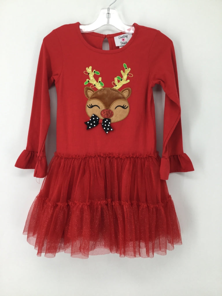 Counting Dasies Child Size 6 Red Christmas Dress