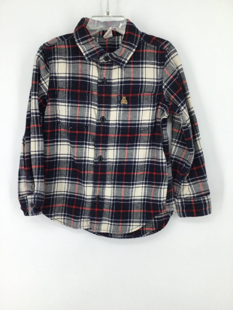 Baby Gap Child Size 5 Navy Plaid Shirt - boys