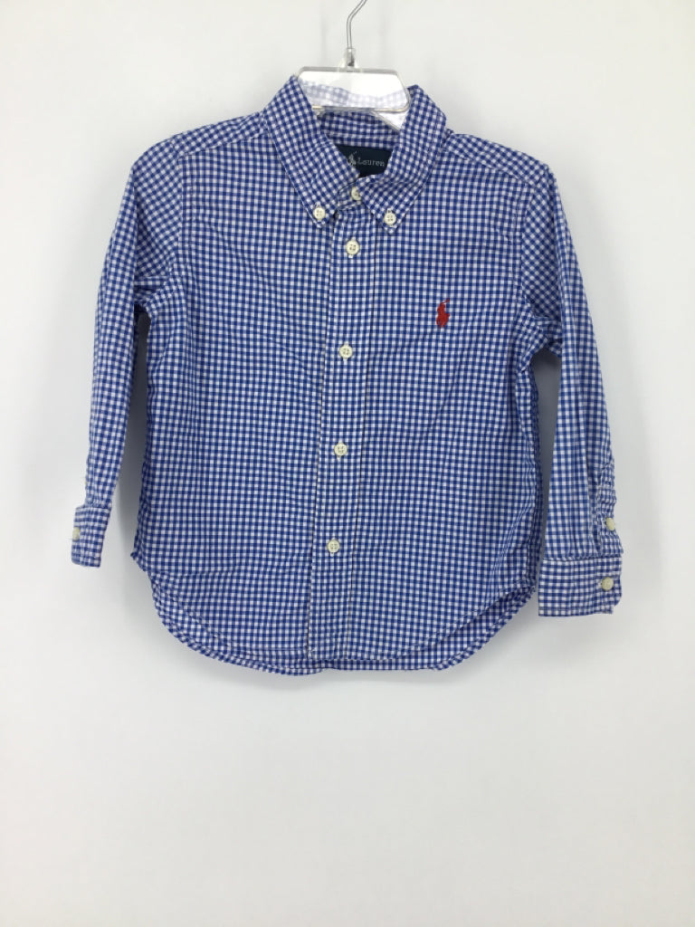 Ralph Lauren Child Size 24 Months Blue Gingham Shirt - boys