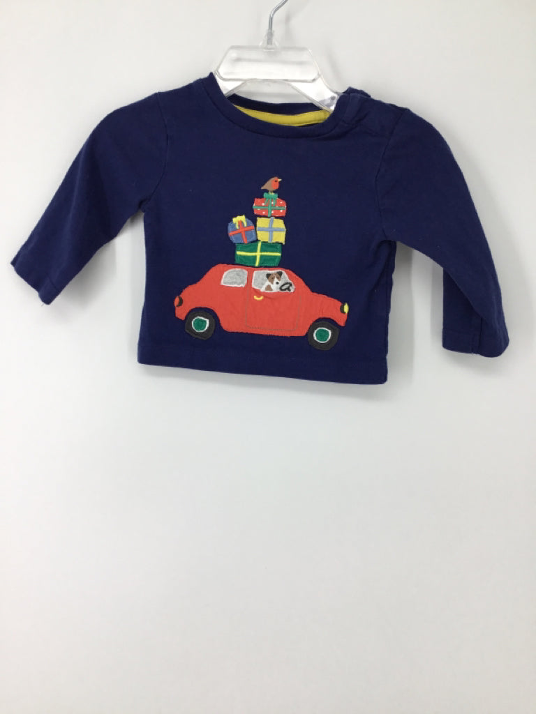Baby Boden Child Size 0-3 Months Navy Christmas Shirt
