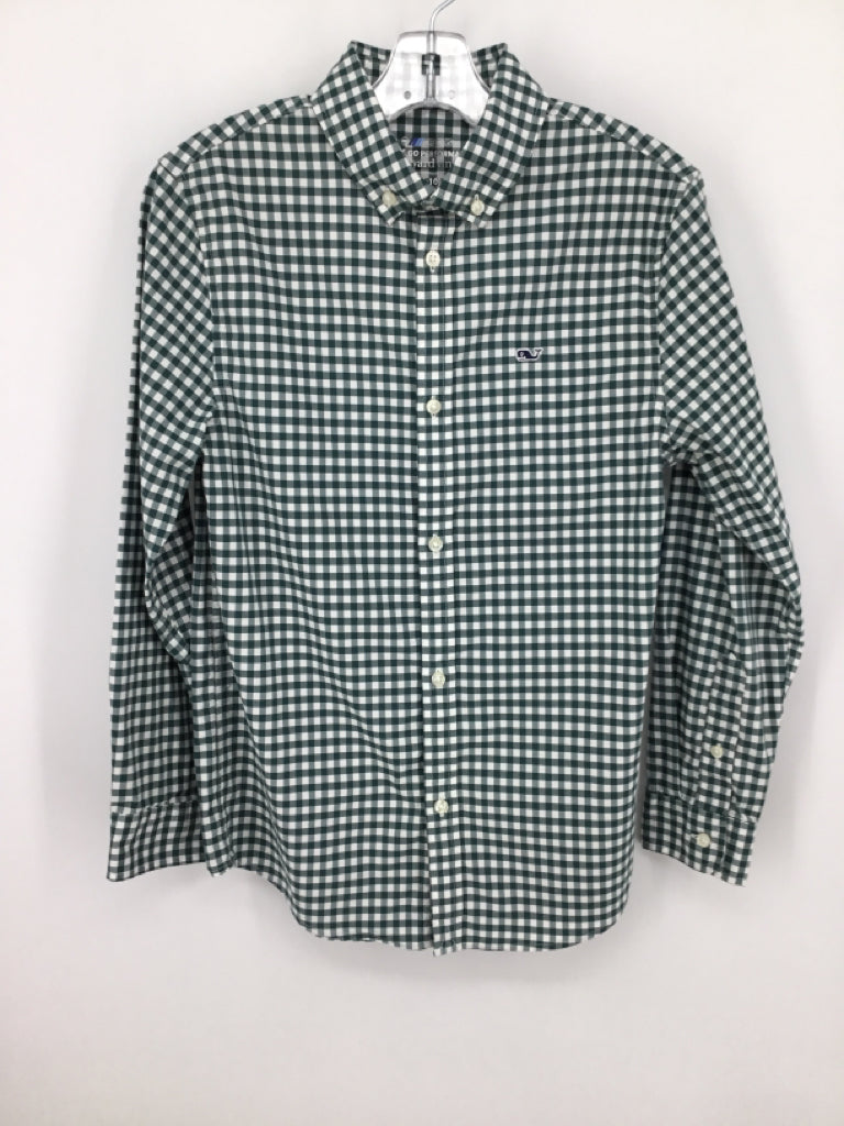 vineyard vines Child Size 8 Green Gingham Shirt - boys
