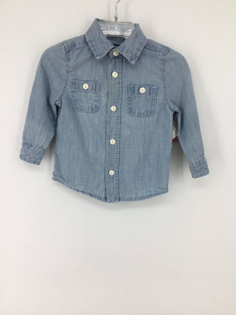 OshKosh B'gosh Child Size 12 Months Blue Solid Shirt - boys