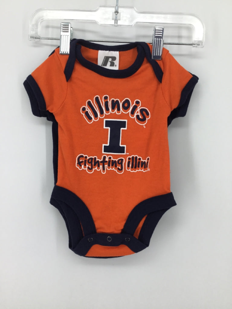 Russell Child Size 0-3 Months Orange Onesie