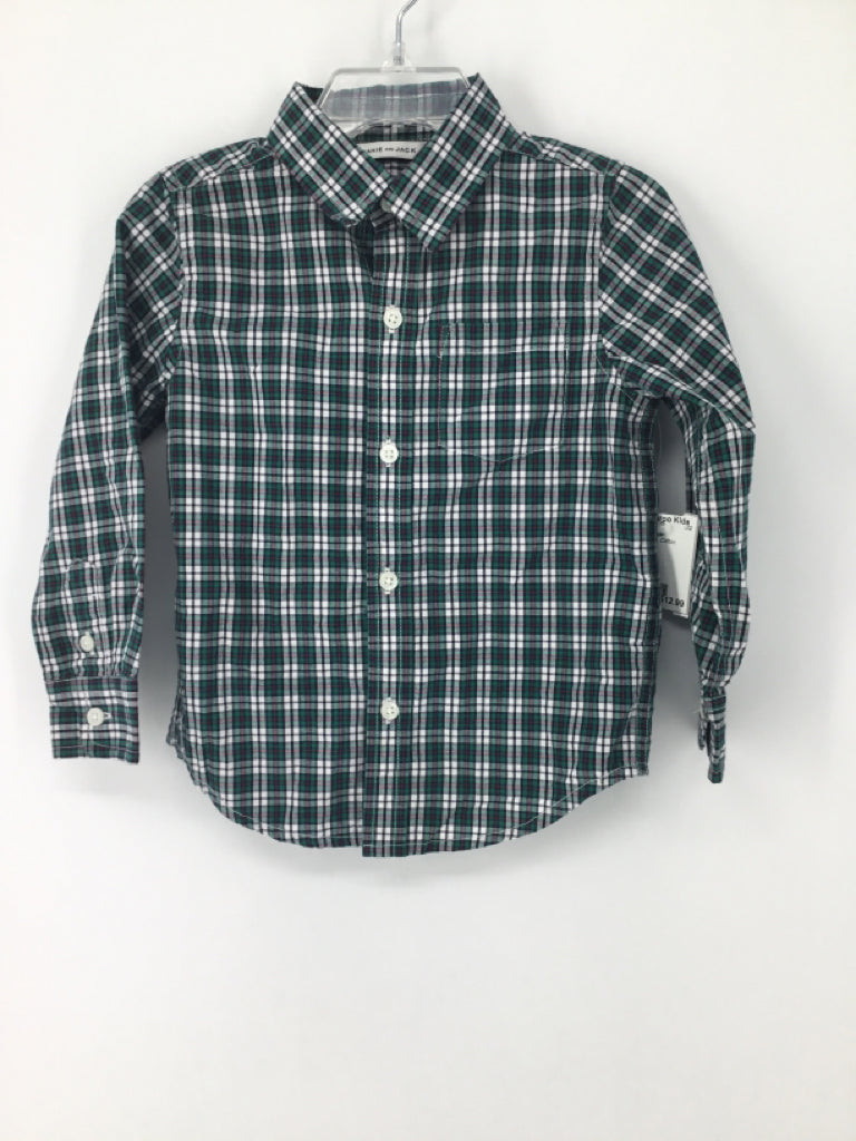 Janie and Jack Child Size 2 Green Plaid Shirt - boys