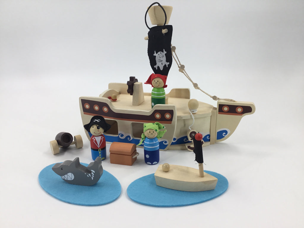 Wooden Pirate Ship Play Set