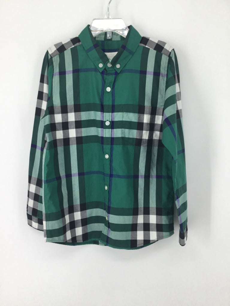 Burberry Child Size 7 Green Plaid Shirt - boys