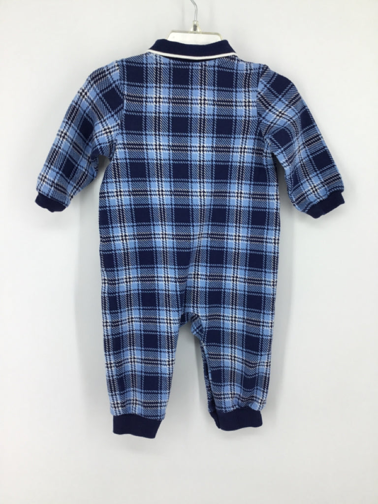 Little Me Child Size 9 Months Blue Plaid Outfit - boys