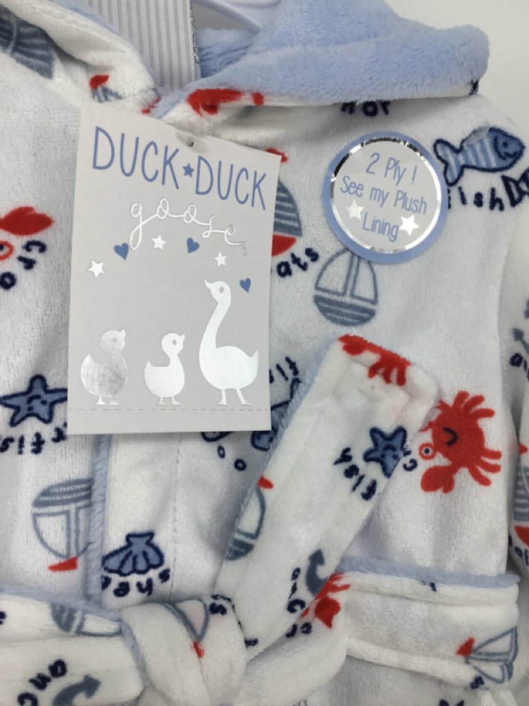 Duck Duck Goose Child Size 0-9 Months Blue Print Robe - boys