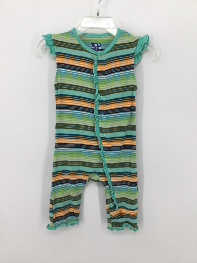 Kickee Pants Child Size 3-6 Months Green Outfit - girls