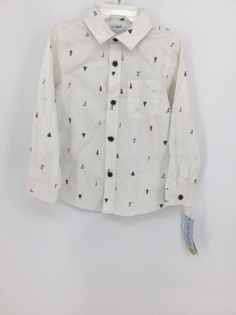 Cat & Jack Child Size 5 White Christmas Shirt