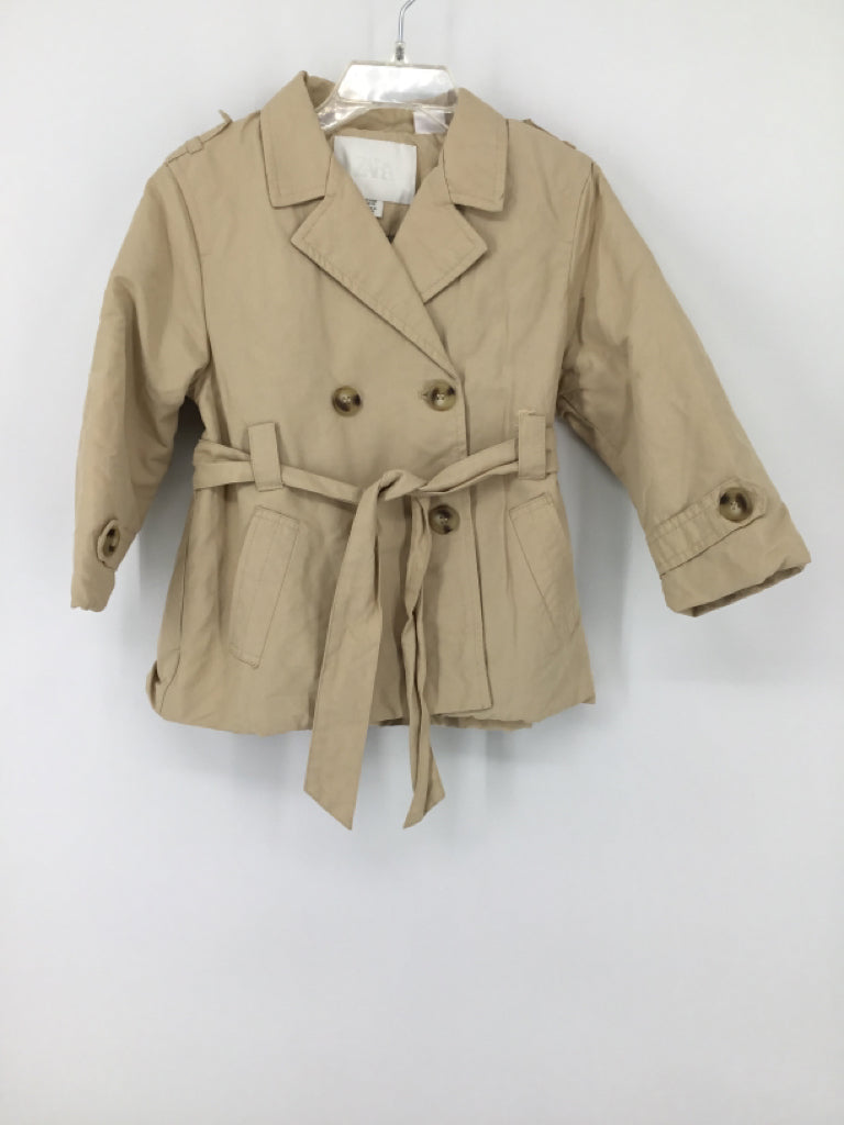 Zara Child Size 2 Tan Solid Jacket - boys