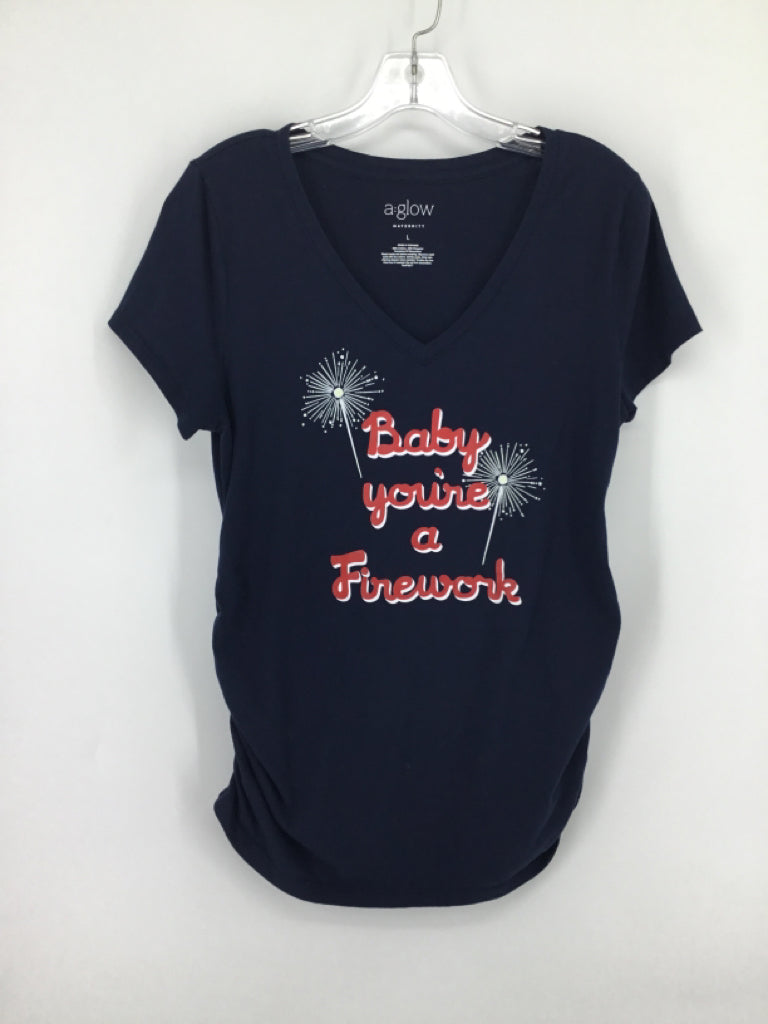 A Glow Child Size L Navy Stars & Stripes Maternity T-Shirt
