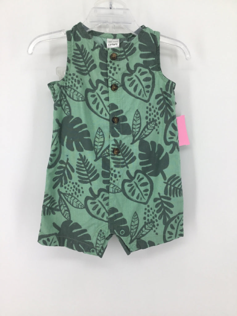 Carter's Child Size 9 Months Green Print Outfit - boys