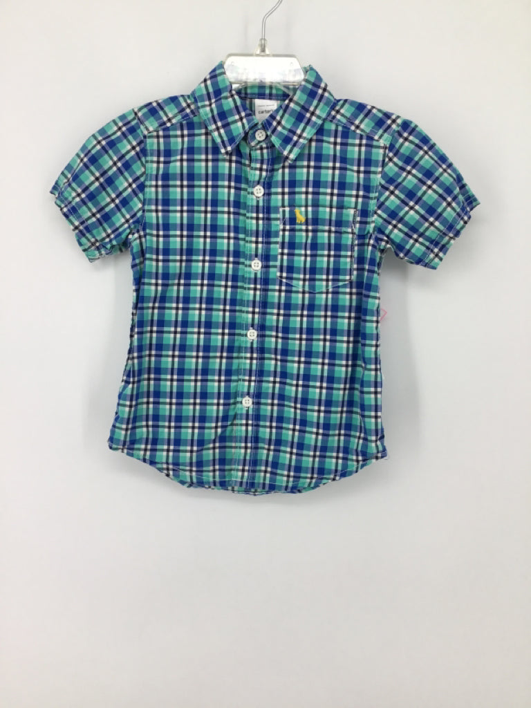 Carter's Child Size 2 Slim Blue Plaid Shirt - boys