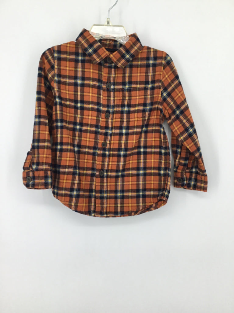 Cat & Jack Child Size 2 Orange Plaid Shirt - boys