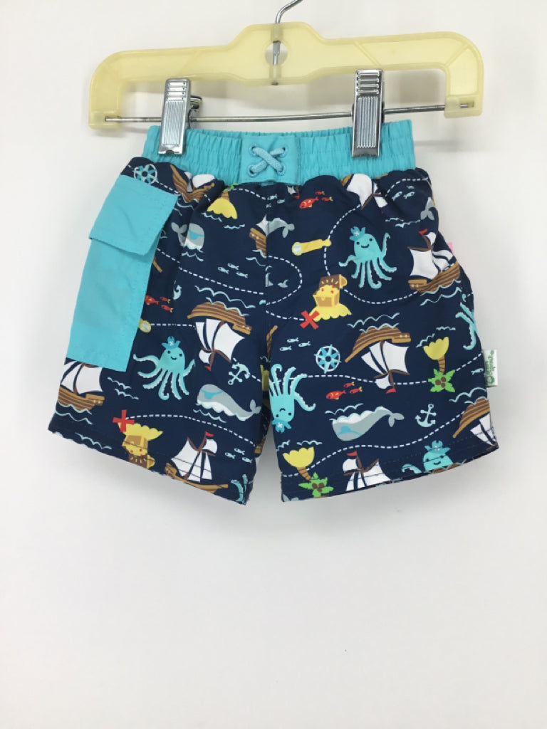 Green Sprouts Child Size 6 Months Blue Print Swimwear - boys