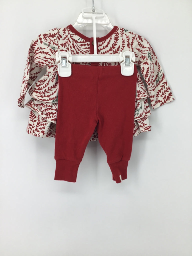 Burt's Bees Baby Child Size 0-3 Months Red Christmas Outfit