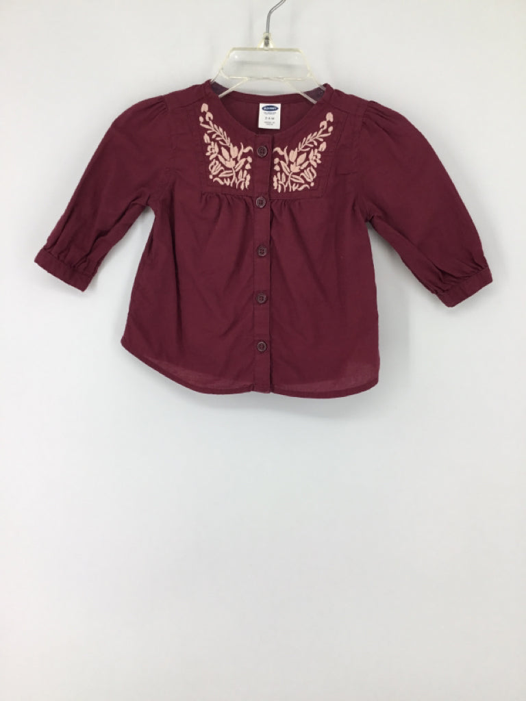 Old Navy Child Size 3-6 Months Burgundy Shirt - girls