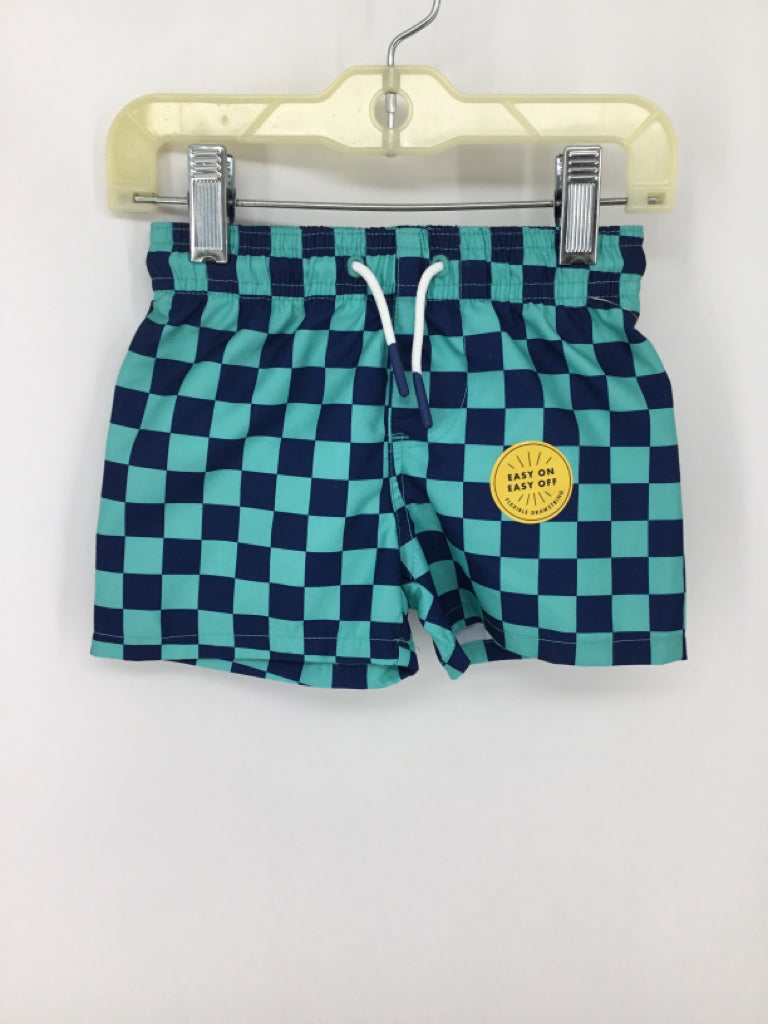 Cat & Jack Child Size 3-6 Months Blue Checkered Swimwear - boys