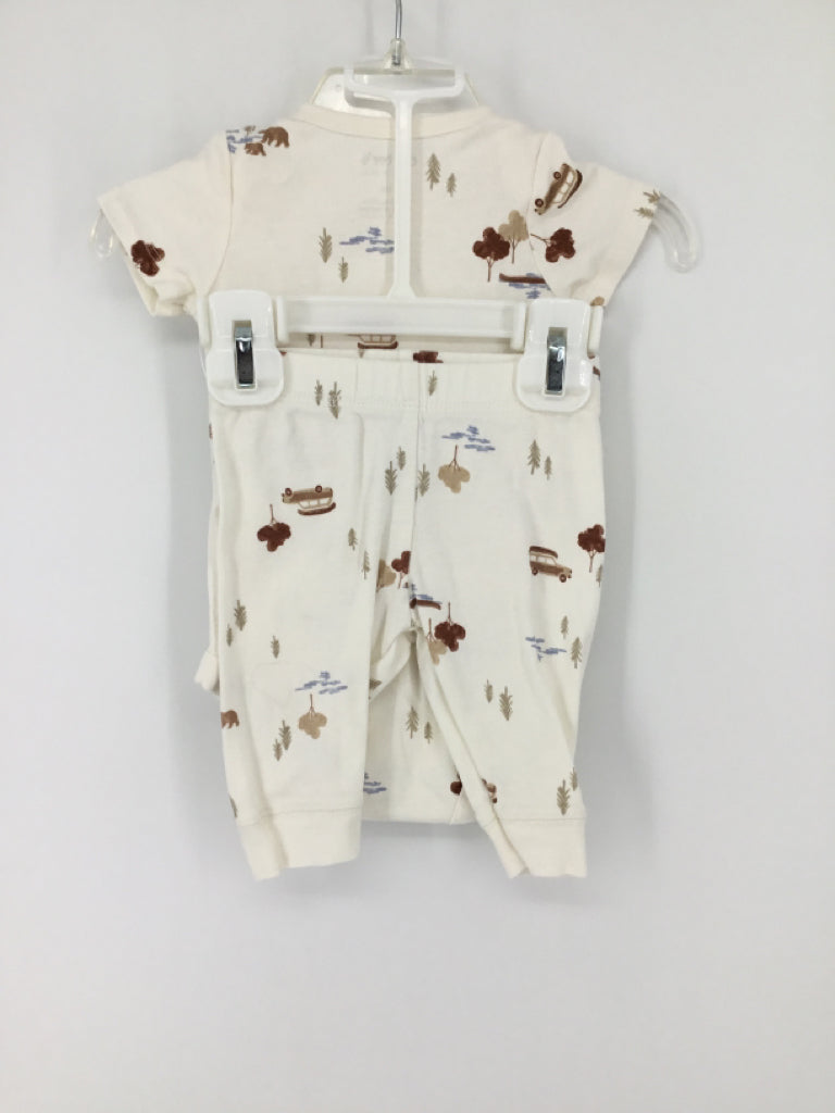 Just One You Made by Carters Child Size 3 Months White Print Outfit - boys