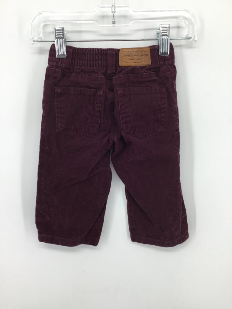 Janie and Jack Child Size 6-12 Months Burgundy Solid Pants - boys