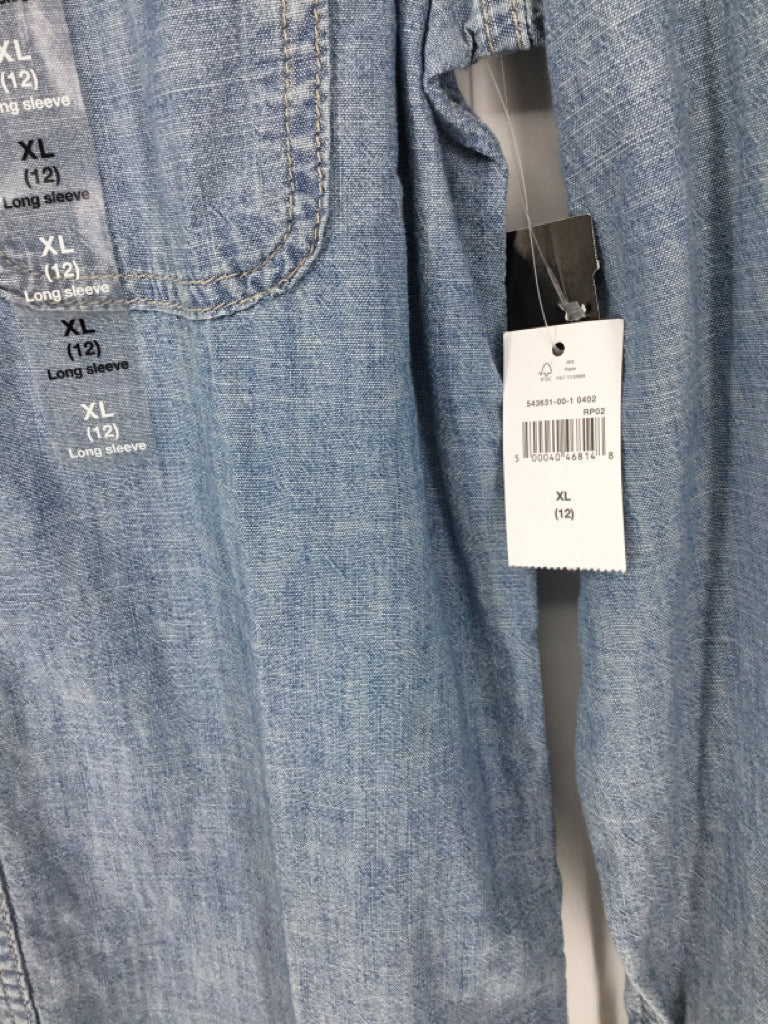 Gap Kids Child Size 12 Blue Solid Shirt - boys