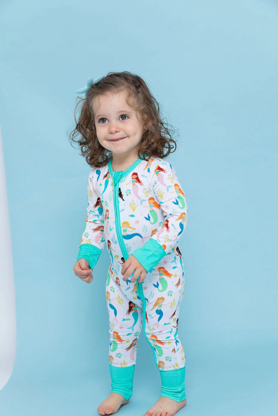 Bird & Bean Bamboo Footless Romper - Magic Mermaids