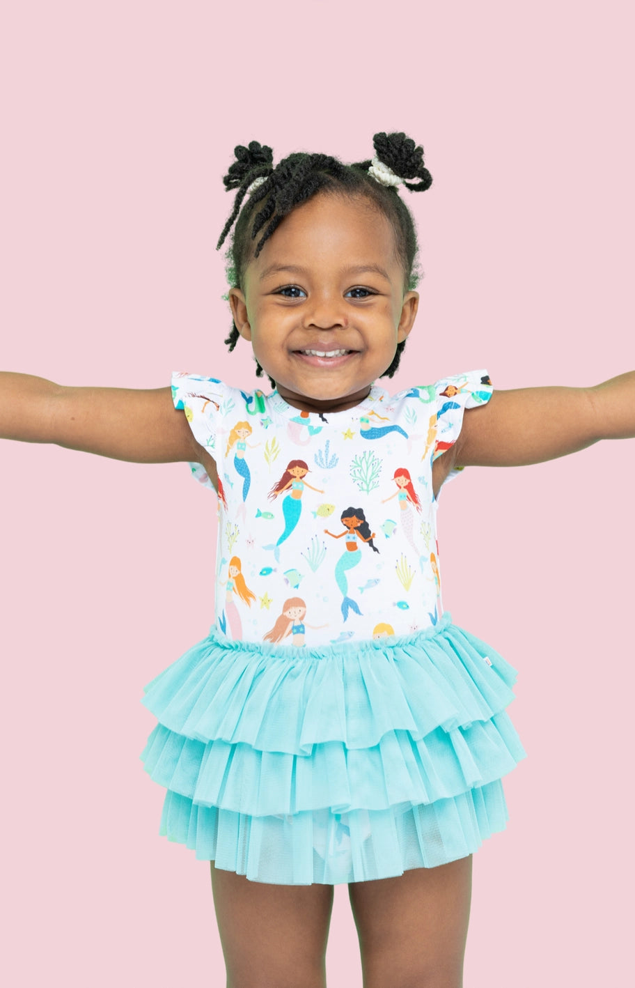 Bird & Bean Bamboo Tulle Skirted Bodysuit - Magic Mermaids