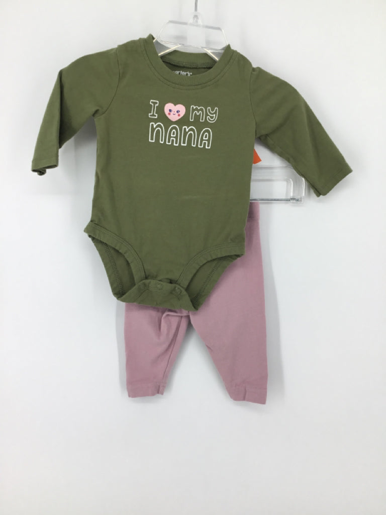 Carter's Child Size 3 Months Green Outfit - girls