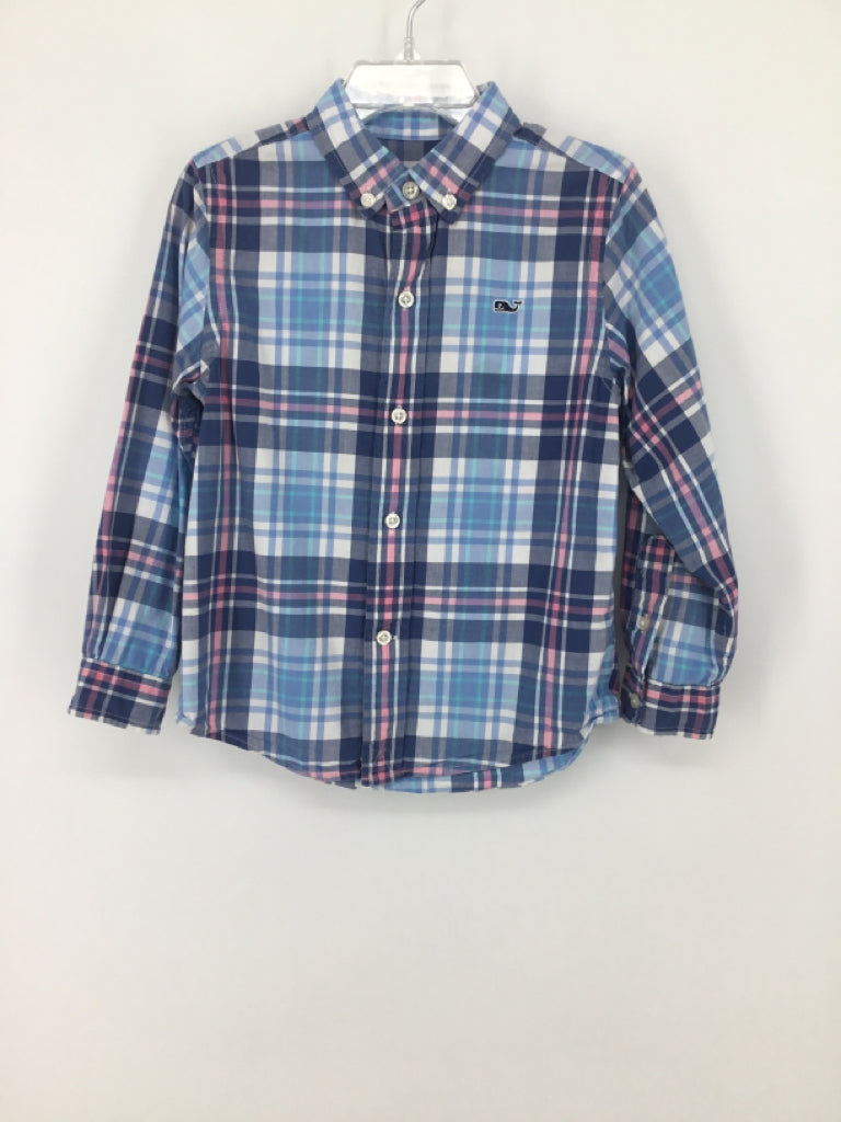 vineyard vines Child Size 4 Blue Plaid Shirt - boys