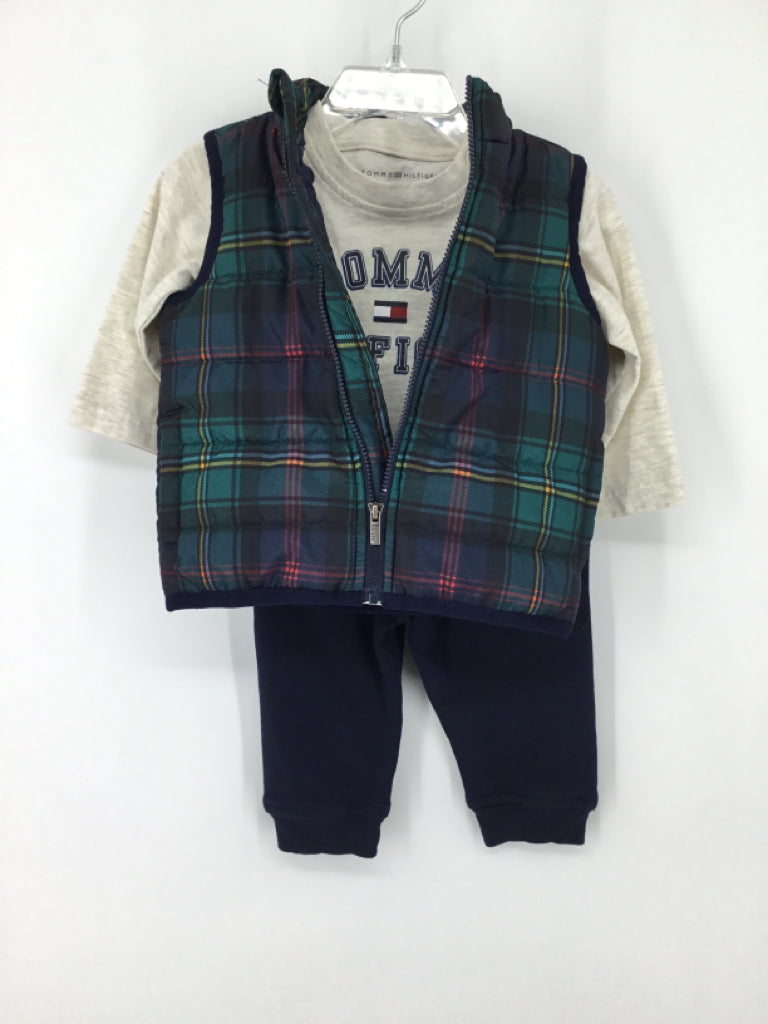 Tommy Hilfiger Child Size 6-9 Months Navy Plaid Outfit - boys