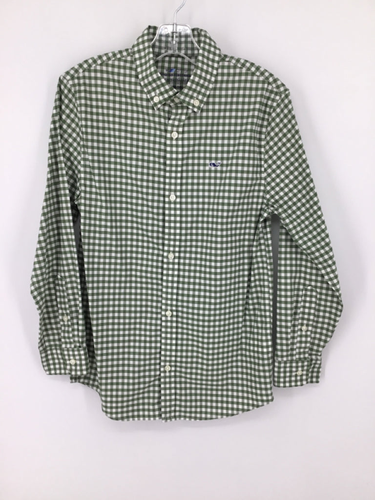 vineyard vines Child Size 8 Green Gingham Shirt - boys
