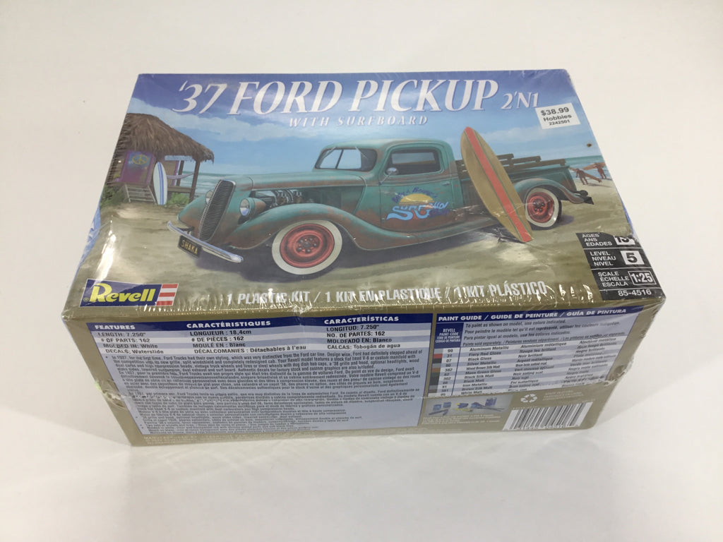 Revell '37 Ford Pickup w/ / Surfboard Plastic Model Kit