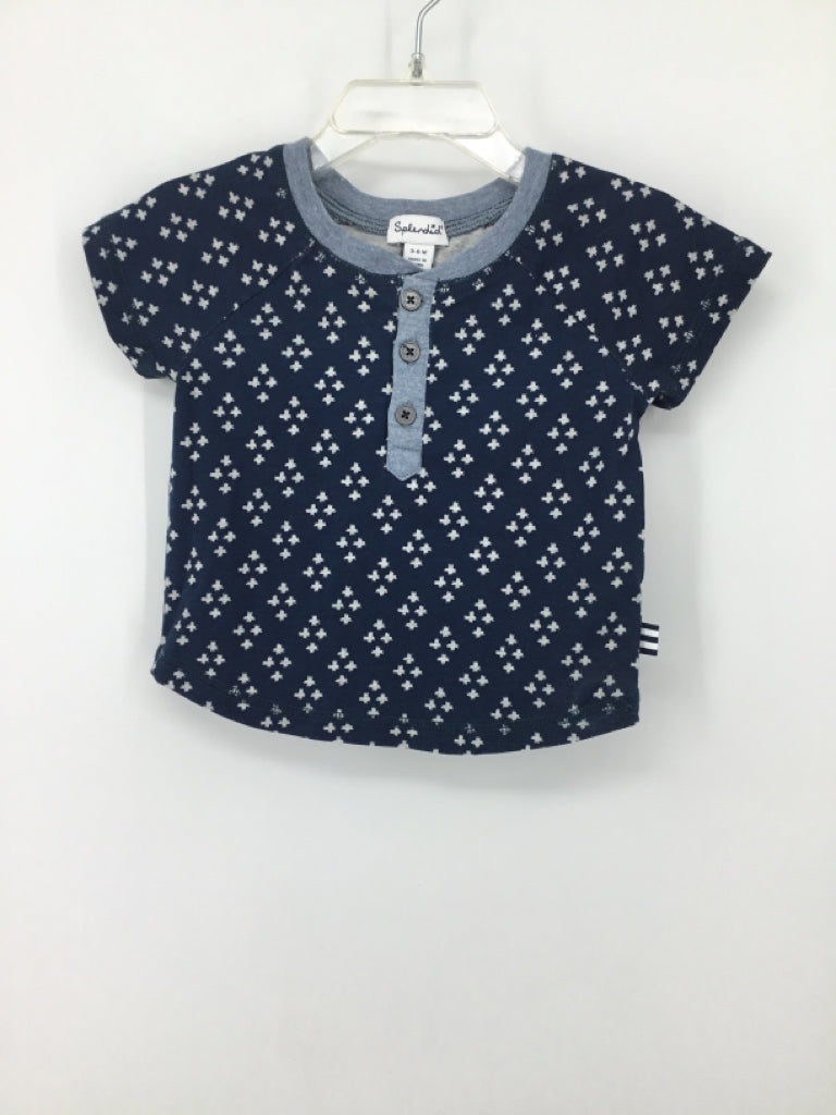 Splendid Child Size 3-6 Months Navy Print Shirt - boys