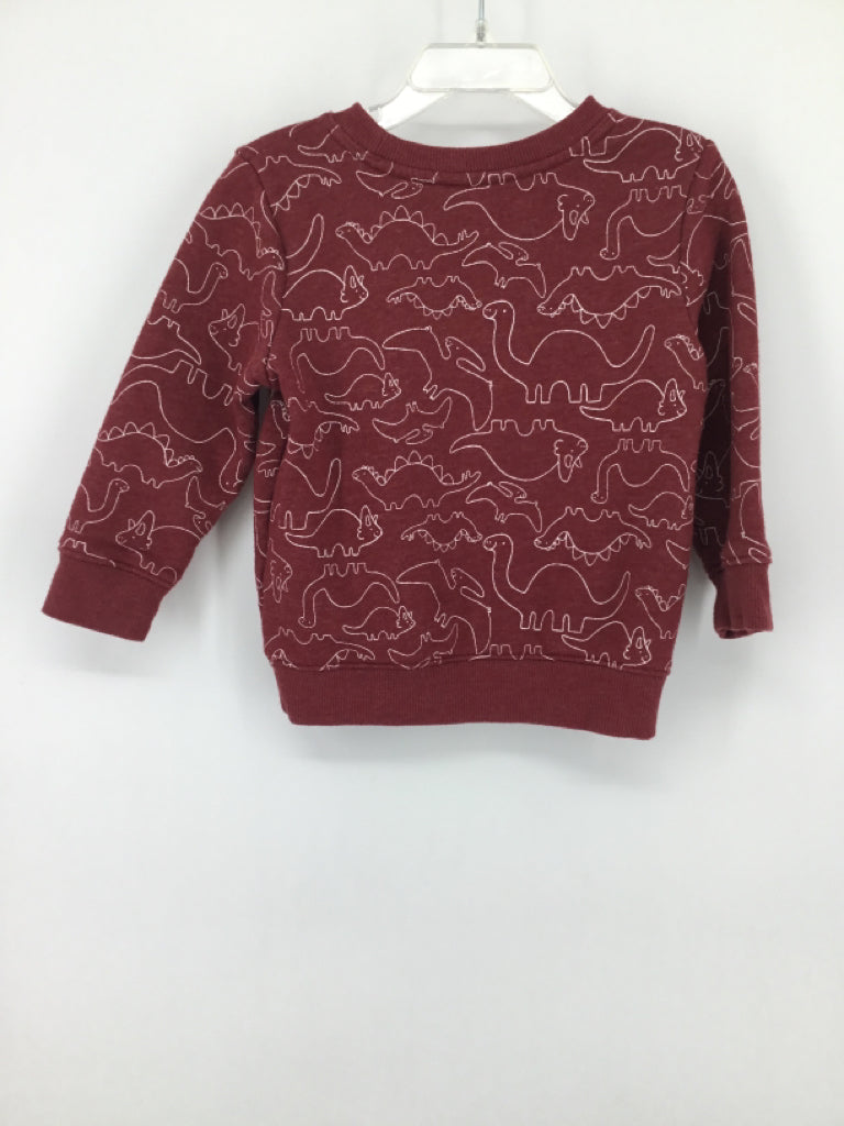Cat & Jack Child Size 2 Burgundy Dinosaur Sweatshirt - boys