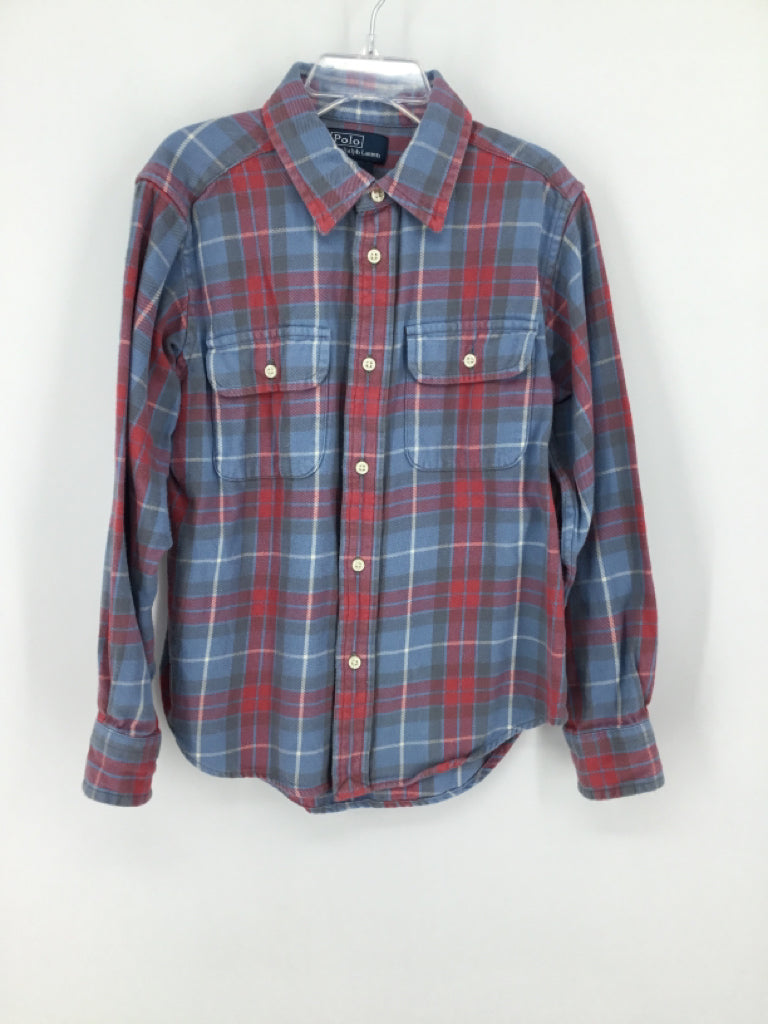 Ralph Lauren Child Size 7 Blue Plaid Shirt - boys